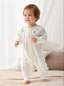 SHI YUE JIE JING | 100% Cotton Long Sleeve Zippered Baby Jumpsuit