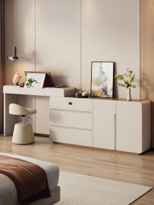 YANGYING | Minimalist Flip-Top Make-up Table with Fingerprint Lock Storage Unit Wooden