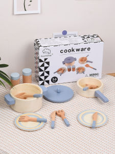 Play House Kids Kitchen Toys Suit Boy Wooden Artificial Toy Coyer Girl Cooking Pot Combination Gift