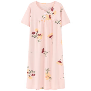 Váy ngủ nữ MiiOW làm bằng vải cotton tay ngắn in hoa rộng rãi thoải mái