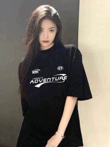 American High Street Heavy Weight Short Sleeve T-Shirt Womens Summer Fashion Brand 2024 New Design Sense Niche Style Retro Europe and America Tops