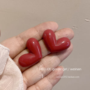 Spring Summer Heart Shaped Mosquito Coil Tray Earrings Womens Fashion Jewelry Decorative Large Love Heart Exaggerated Clip-Ons