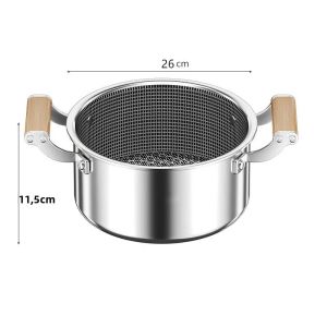 Nồi Súp Chống Dính Tổ Ong Bằng Thép Không Gỉ 24cm Có Nắp Kính Chảo Rán Đa Năng Cho Bếp Gas Và Bếp Điện Từ Đồ Dùng Nhà Bếp Thân Thiện Với Môi Trường