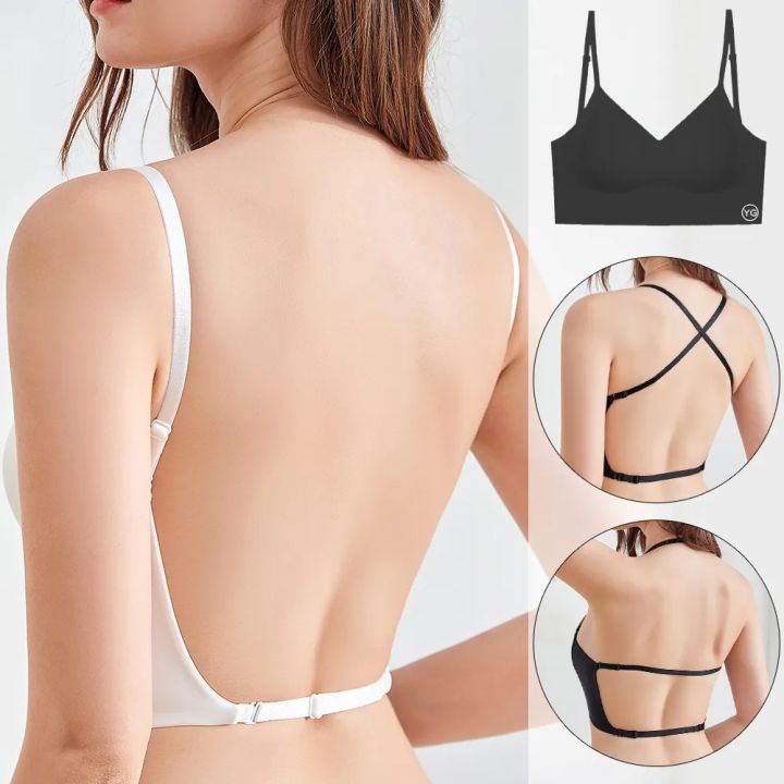 Low Back Underwear Women Top With Built In Bra Sexy Backless