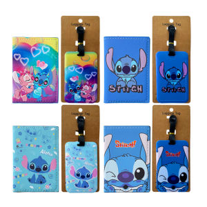 Bộ Bao Hộ Chiếu Và Thẻ Hành Lý Bằng Da PU Disney Stitch Có Ngăn Đựng Thẻ Căn Cước Họa Tiết Động Vật
