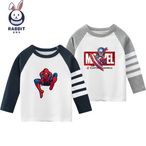Áo Thun Tay Dài Spider-Man Cho Bé Trai Áo Thun Cotton Nguyên Chất Dáng Rộng Thoải Mái Áo Thun Trẻ Em Mùa Xuân Thu