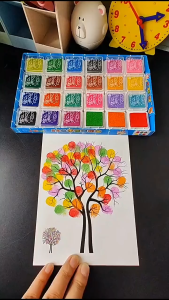 12 สีแสตมป์ ชุดอุปกรณ์วาดภาพด้วยนิ้ว ความปลอดภัย เม็ดสี เด็กตลกสีการศึกษาชุดวาด