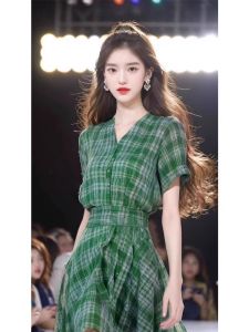 Trendy Unique Style Mood-lifting Plaid Short-sleeve Dress
