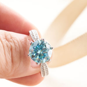 1/2/3 Carat Natural Color Moissanite Silver Ring Sparkly Luxury Wedding Diamond Band 925 Sterling Silver Jewelry