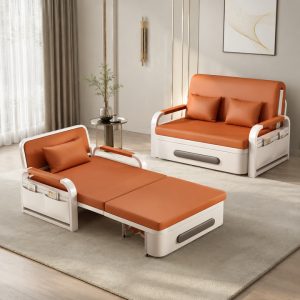 sofa bed 88/108/128/158*78*85CM Foldable Sofa Bed with Storage Cabinet Dual Purpose Small Unit Living Room Lazy Person Sofa Single/Double/Queen Size with Roller Sofa Bed Side Pocket Multi-functional Telescopic Bed