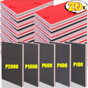 20Pcs P180-P2000 Grit Flexible Sanding Block Sanding Sponge Pad Wet Dry Grinding Sponge Polish Abrasive Tool Sponge Sandpaper