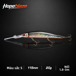 Mồi Câu Giả Hopeblaze SS1 Deep Diving Minnow 115mm 20g Có Hai Tiếng Kêu Lục Lạc Dùng Cho Nước Mặn Và Nước Ngọt Câu Cá Pike Bass GT Grouper.
