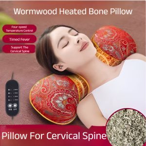Wormwood Hot Pillow Electric Heating Velvet Wormwood Pillow Cervical Column Bone Pillow Special Pillow Moxibustion Pillow艾草加热枕头