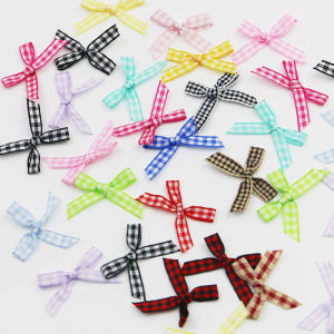 (100ชิ้น/แพ็ค) 3.5ซม. ลายสก๊อตหลากสีโบว์โบว์ริบบิ้นขนาดเล็กกล่องของขวัญบรรจุภัณฑ์กล่องขนมงานแต่งทำมือเครื่องประดับผมบ้านวินเทจ DIY