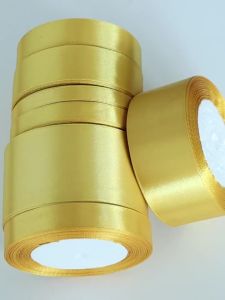 Gold Satin Ribbon 25yards 6mm - 50mm Sash Gift Wrap Bow Handmade DIY Craft Christmas Wedding Birthday Party Decoration