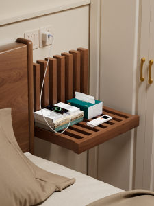 ZHUSHANXIA | Folding Bedside Shelf for Small Rooms Floating Wood Organizer
