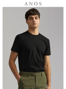 ANOS | High-Quality Long-Staple Cotton T-Shirt 120s Yarn-Count Dual-Finish Liquor Ammonia Black Round-Neck Versatile