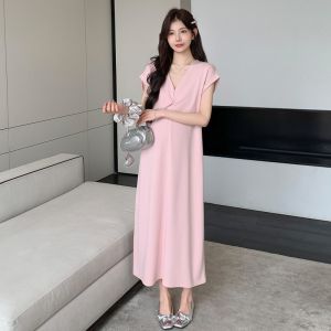 Đầm Bodycon Đơn Giản Dành Cho Bà Bầu Mùa Hè Cổ Tròn Nơ Dây