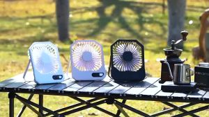 Outdoor Fan Light: 3 Speeds Strong Wind Rechargeable Electric Fan & Portable Mini Table Fan for Outdoor