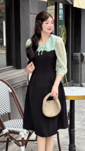[DUY NHẤT 10-12.10-VOUCHER 40K]Đầm thiết kế BEMINE cổ V phối ren thêu hoa tay lửng dáng chữ A phù hợp đi làm đi chơI-MT10133