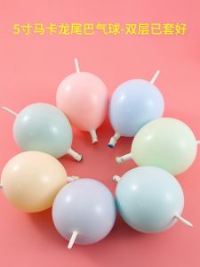 6 Inch Tail Balloon for Valentines Day and Qixi Festival Double-layered Heart Shape Balloon with Macaroon Pattern in Standard Color