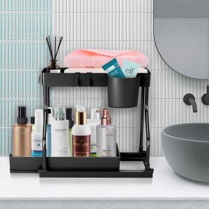 Multi-functional Pull-out Design Double-layer Storage Rack Under Sink Organizer Kitchen Organizer