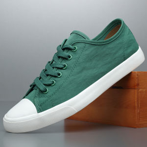 Mens Canvas Shoes Breathable Low-Top Casual Slip-On Soft Bottom Fashionable Trendy Flat Heel Versatile Board Shoes