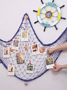 Dekoratif Fishing Net / Gaya Mediterania Jaring Ikan / Hiasan Dinding Dengan Kerang 1m*2m