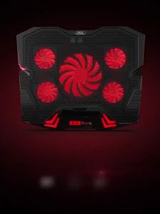 5 Fan 2500RPM Adjustable Speed and Tray Height with LCD Display Laptop Cooling Pad USB Gaming Laptop Cooler Stand Up to 15.6