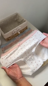 FINETOO 5 PCS/SET Bacteriostatic Womens Pure Cotton Briefs Antibacterial Mid-Waist Seamless Panty Ins-Style