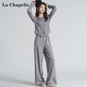 La Chapelle | Bộ Đồ Casual 2 Mảnh Có Mũ Trùm và Zip Màu Xám Sẫm có Rhinestone