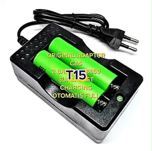 F15 ORIGINAL DUA ADAPTOR MINI BATERAI 18650 26650 SLOT 2 PORT ADAPTER CASAN POWER TRAVEL CHARGER