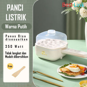 Panci Listrik Serbaguna + Kukusan Listrik Alat Rebus Telur Eletrik Serbaguna hemat listrik 350W Anti Lengket bonus spatula kayu