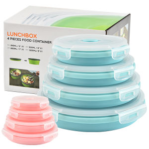 Japanese-Style Silicone Folding Lunch Box Travel Portable Lunch Box High Temperature Resistant Refrigerator Storage Microwave Oven Student Bento Box