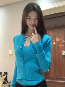 VKSOD | Early Autumn Pure Desire Spicy Girl Tank Top Cardigan Slim Fit Two Piece Set Womens Fashion New Super Beautiful Casual Style
