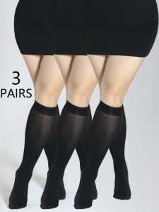 1/3 Pairs Women Black Knee High Socks Stretchy Stockings Womens Socks Compression Socks