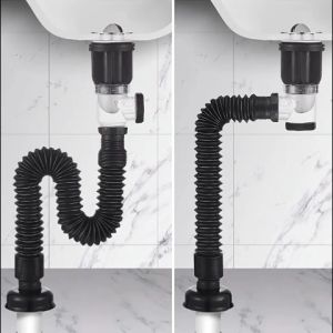 Drain Pipe - Corrugated Drain Pipe Siphon Horizontal and Vertical Sink Drain