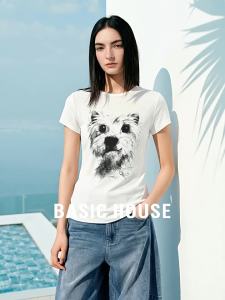 Basic House | Dog Print Retro Style T-Shirt