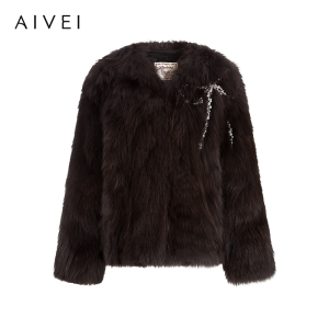 AIVEI | Winter New Style Fur Coat with Imported Fox Fur and Rhinestones