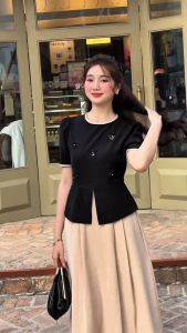 [ DUY NHẤT 15-17.10-VOUCHER 40K ]Đầm thiết kế BEMINE cổ tròn dáng peplum tùng váy dáng chữ A phù hợp đi làm-B174