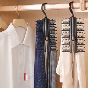 Necktie Belt Hanger 360° Rotation Design Tie Belt Organizer Storage Rack Non-Slip Finish -20 Hooks
