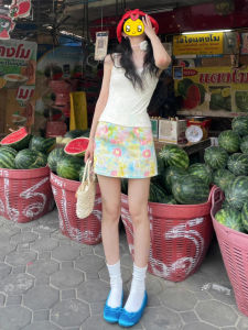 Váy Ngắn Chữ a Cạp Cao Họa Tiết Hoa Nhiều Màu Cho Nữ Mùa Thu Váy Ngắn Ôm Sát Váy Ngắn Chữ A Váy Ngắn Chữ a