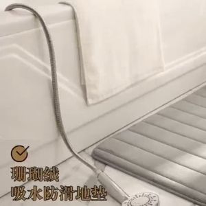 Floor Bath Mat Kitchen Carpet 60*90cm | Coral Fleece Velvet Water Absorption Rug Memory Foam Bathroom Alas Kaki 条纹地垫