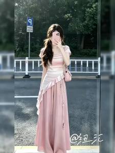 NIUVIES | Trendy Pink Striped Outfit Set for Summer