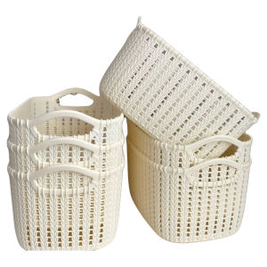 [1] Imitation Rattan Desktop Storage Basket