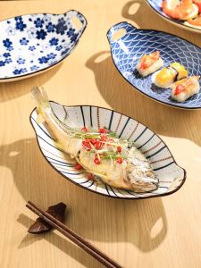 SHELI | High-Quality Elliptical Fish Platter with Dual Handles