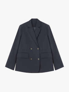 Basic House | Dark Blue Double-breasted College Style Suit Jacket