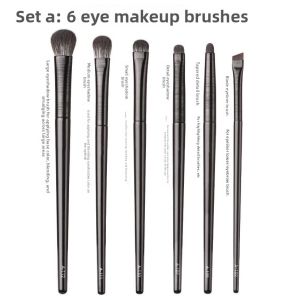 Beginner Friendly 6 Piece Eyeshadow Brush Set Soft Bristles for Detail Work Long Handle Beauty Makeup Tools Eye Shadow Brushes