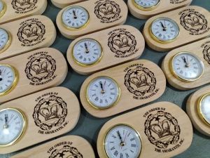 Wooden Desk Clock- Premium quality mahogany (FREE LAYOUT)