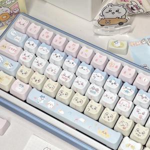 WOMIER 132 Keys MAO Profile Cute Cat PBT Keycaps Customs Dye Sub Key caps for 61/87/104 Cherry MX Switch Gaming Mechanical Keyboard